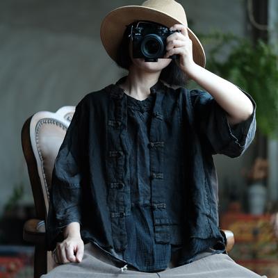 Women Vintage Vests Coats Patchwork Color Stand Button Cloths Autumn Chinese Style Vests Coats