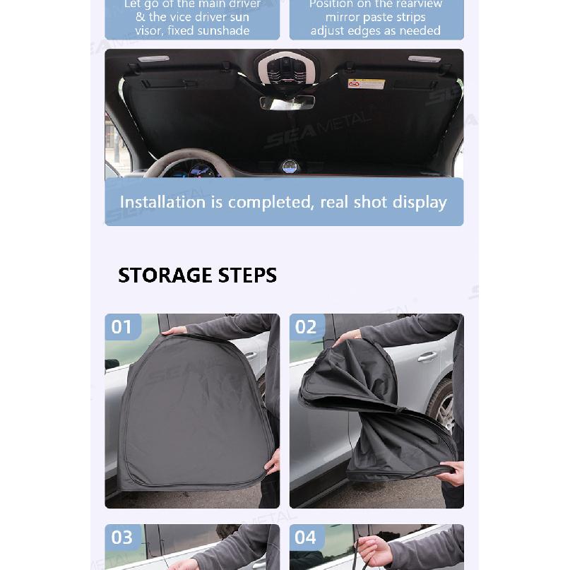 SEAMETAL Car Windshield Sunshade Cover Foldable Car Front Window Sun Shade 99.95% UV Block Protection UPF2000+ Car Curtain CoverWindshield Sunshades