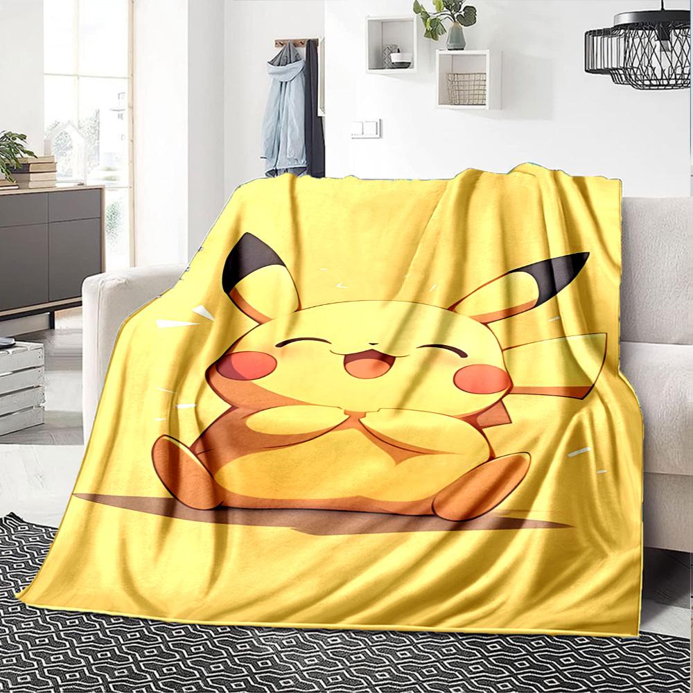 1pc Pikachu, Cute blanket Lightweight Flannel Throw for Sofa Bed Travel Camping Livingroom Office Couch Chair