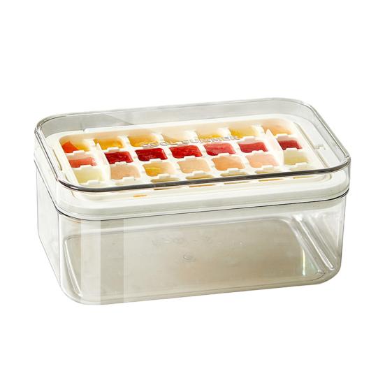 Large Ice Cube Tray with Lid And Bin Easy-Release Stackable Ice Cube Single Layer белый