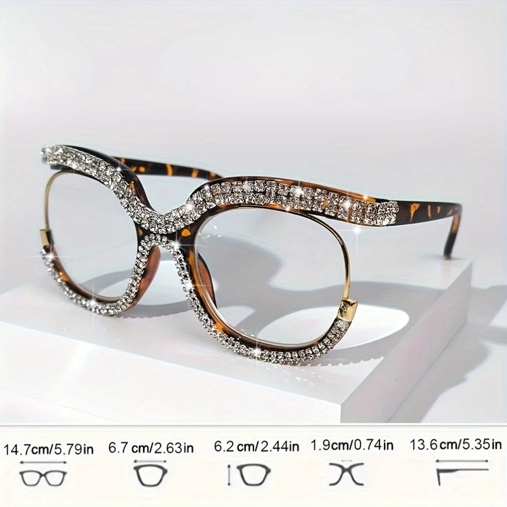 Fashion Cat Eye Reading Glasses with Rhinestone Embellishments - Suitable for Presbyopia From +1.0 To +4.0 Diopters