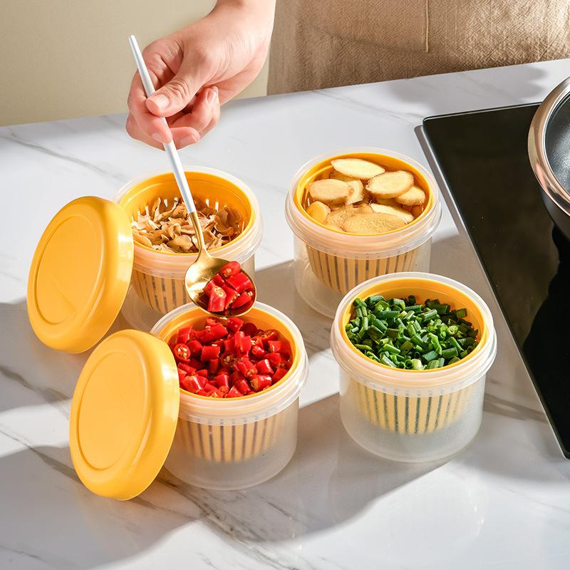 Onion Storage Box Double Layer Sealed Preservation Box Plastic Fruit Vegetable Drainage Container Scallion Ginger Garlic Basket