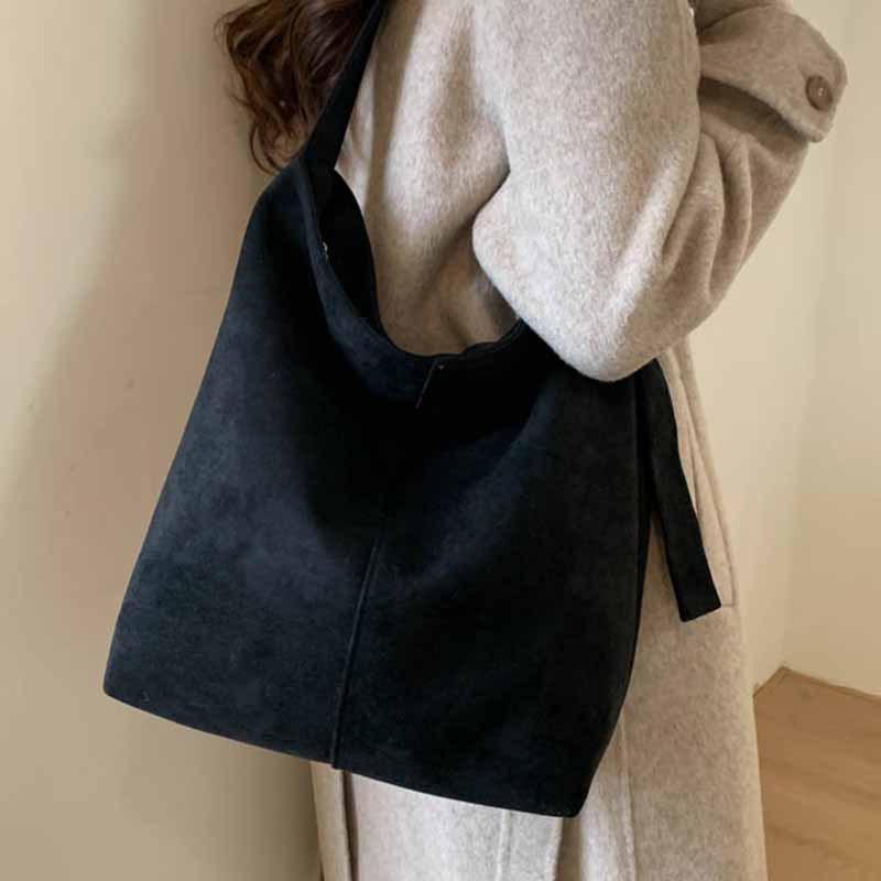 Retro Suede Tote Bag Women's 2025 New Large-capacity Foreign Fashion Crossbody Bag Simple and High-end Shoulder Bag