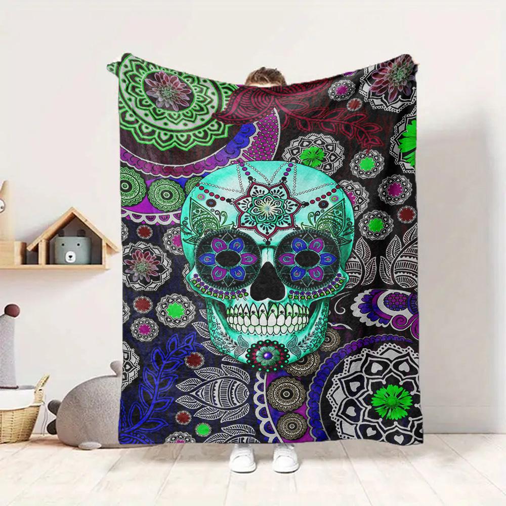 Sugar Skull Flannel Blanket Throw Blanket Soft Warm Sofa Bed Camping Car home Decor Unique Christmas Gift C930134