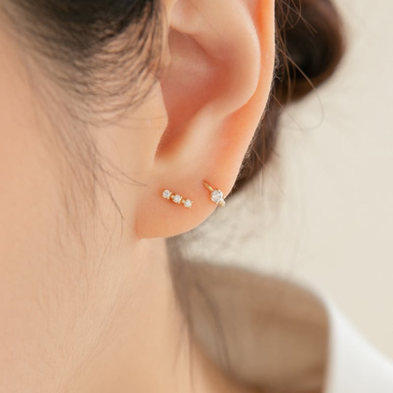 LUNNE 14k Triple Q Bar Piercing (14k Gold) (Bar Thickness 1mm) #PIB13