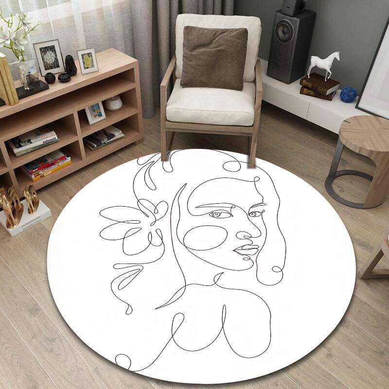 Modern Round Gothic Multicolor Carpet, Non-Slip Floor Mat for Dining Room
