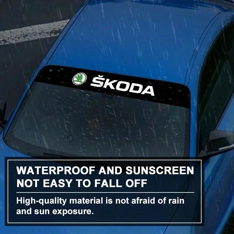 AAFM1 Car front window shade decorative sticker For Skoda Octavia MK2 MK3 2 3 A7 Fabia Karoq Kodiaq Superb Rapid Kamiq Scala Yeti Di