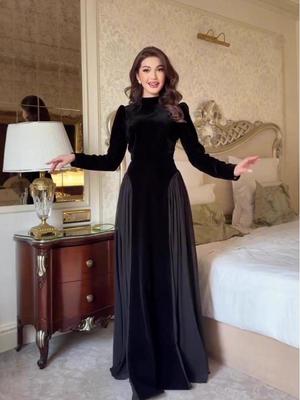 2025 Winter Retro Elegantes Langarm Slim Fit Kleid für Damen