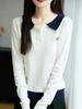 Autumn Colorblock POLO Collar Sweater: Women's Pullover Knitwear for Fall/Winter