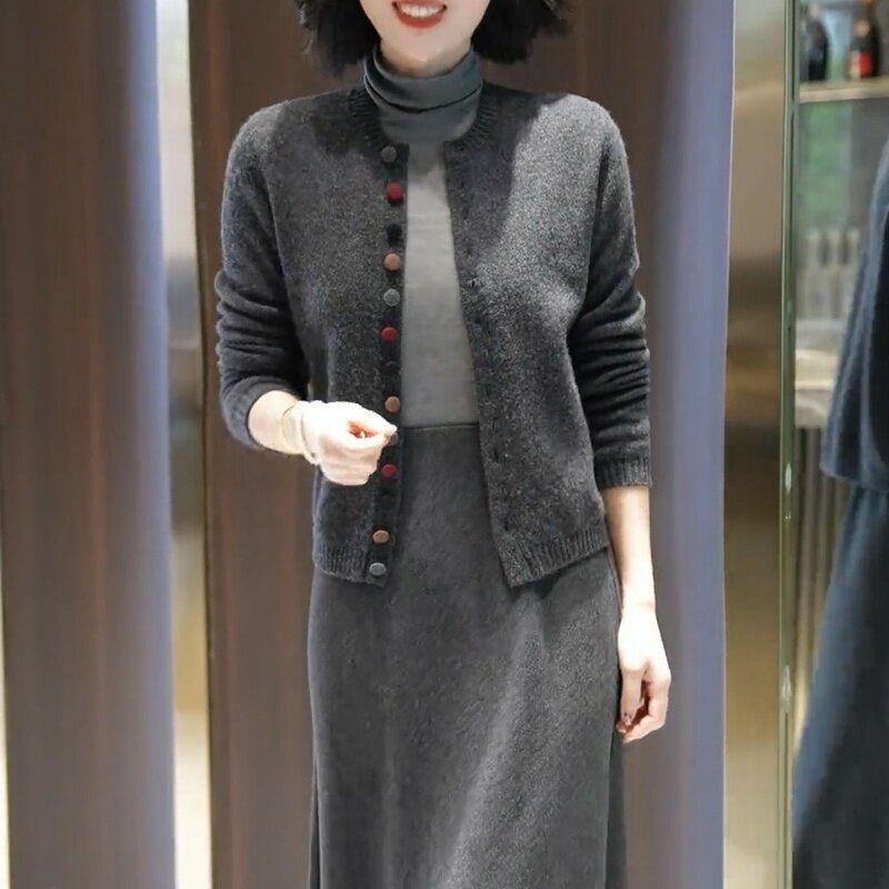 Gray Elegant and Stylish Long-Sleeve Women s 2026 Autumn New Solid Color Niche Trendy Plus-Size Knit Top Gray 2XL