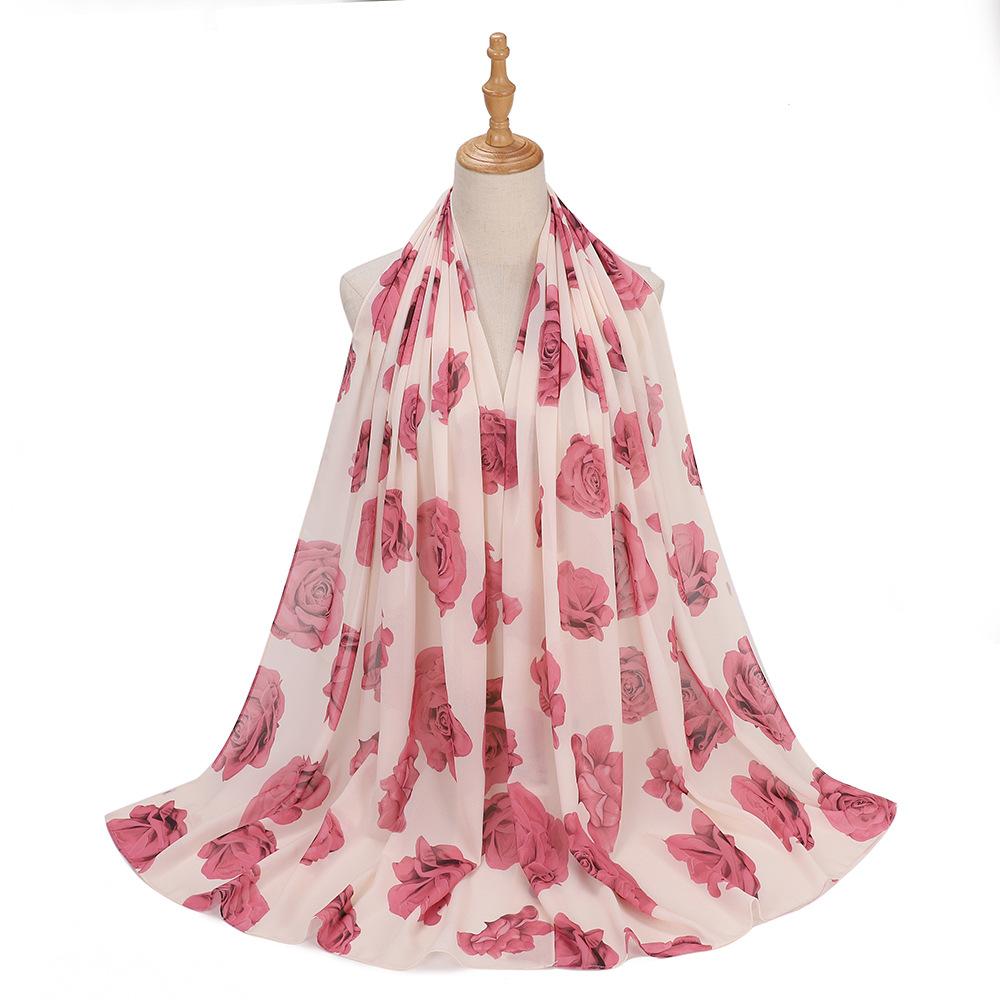 New Designs Printed Hijab Chiffon Scarfs For Women Scarves Muslim Fashion Turbans Malaysian Muslim Hijabs Wraps Ramadan Turban