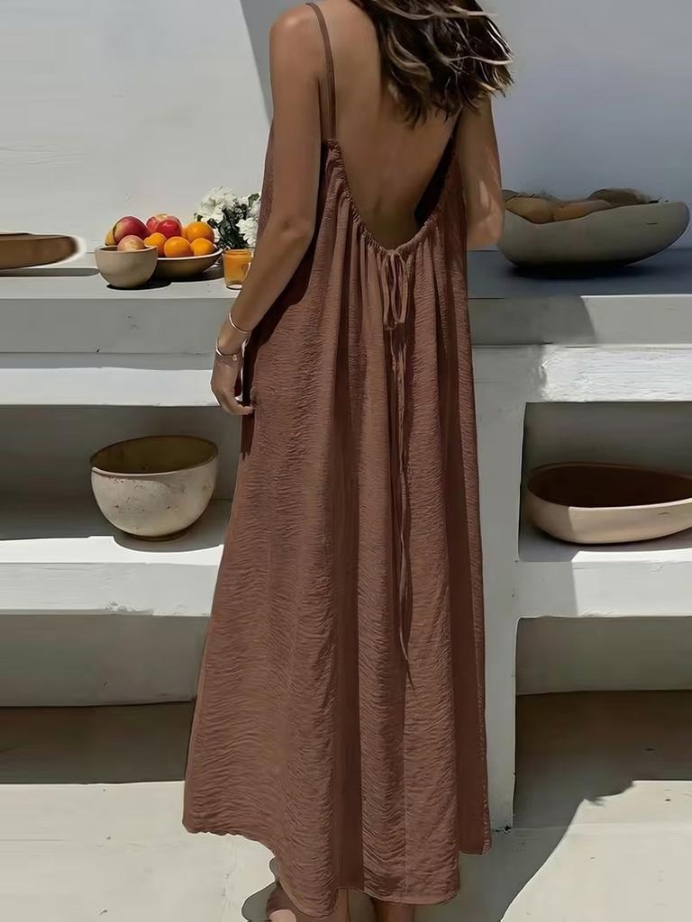 New Women's Strappy Cardigan Loose Backless Home Wear Dress