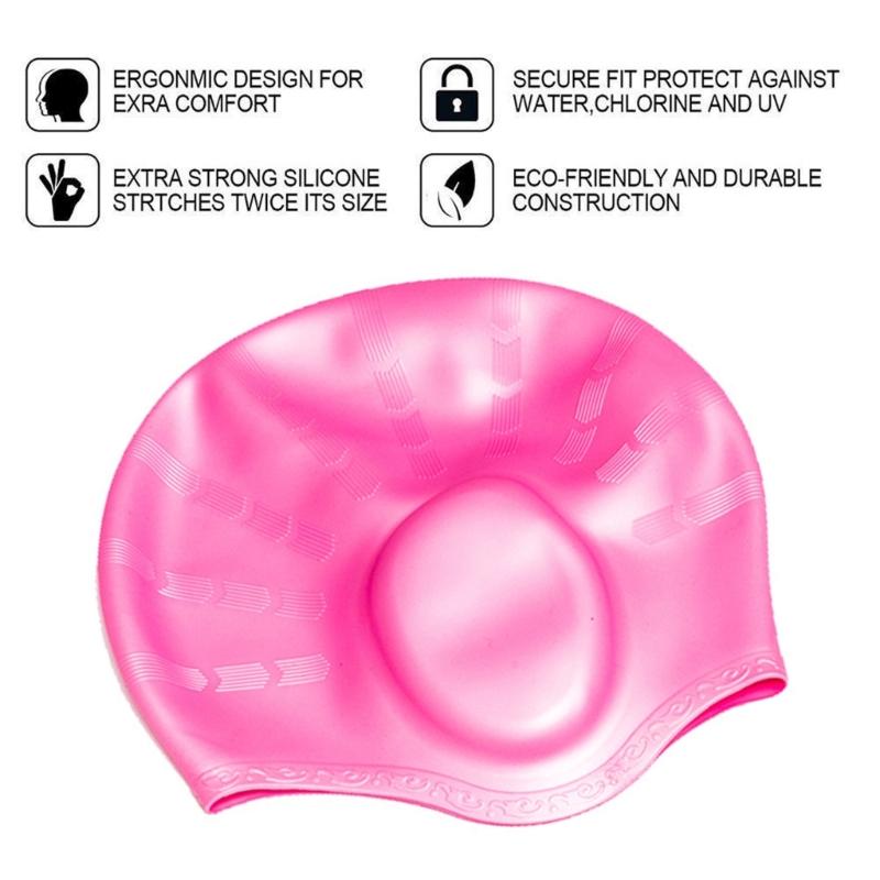 Women Man Waterproof Flexible Silicone 3D Pool Hat Hair Protections Swim Pool