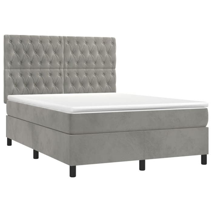 VidaXL Slat Bed Base with Mattress and LED, Upholstered Bed, Double Bed, Adult Bed for Interior Bedroom, 3136305