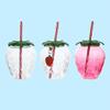 Portable Strawberry Shaped Water Bottle with Straw Cute Plastic Cup for Everyday Use
