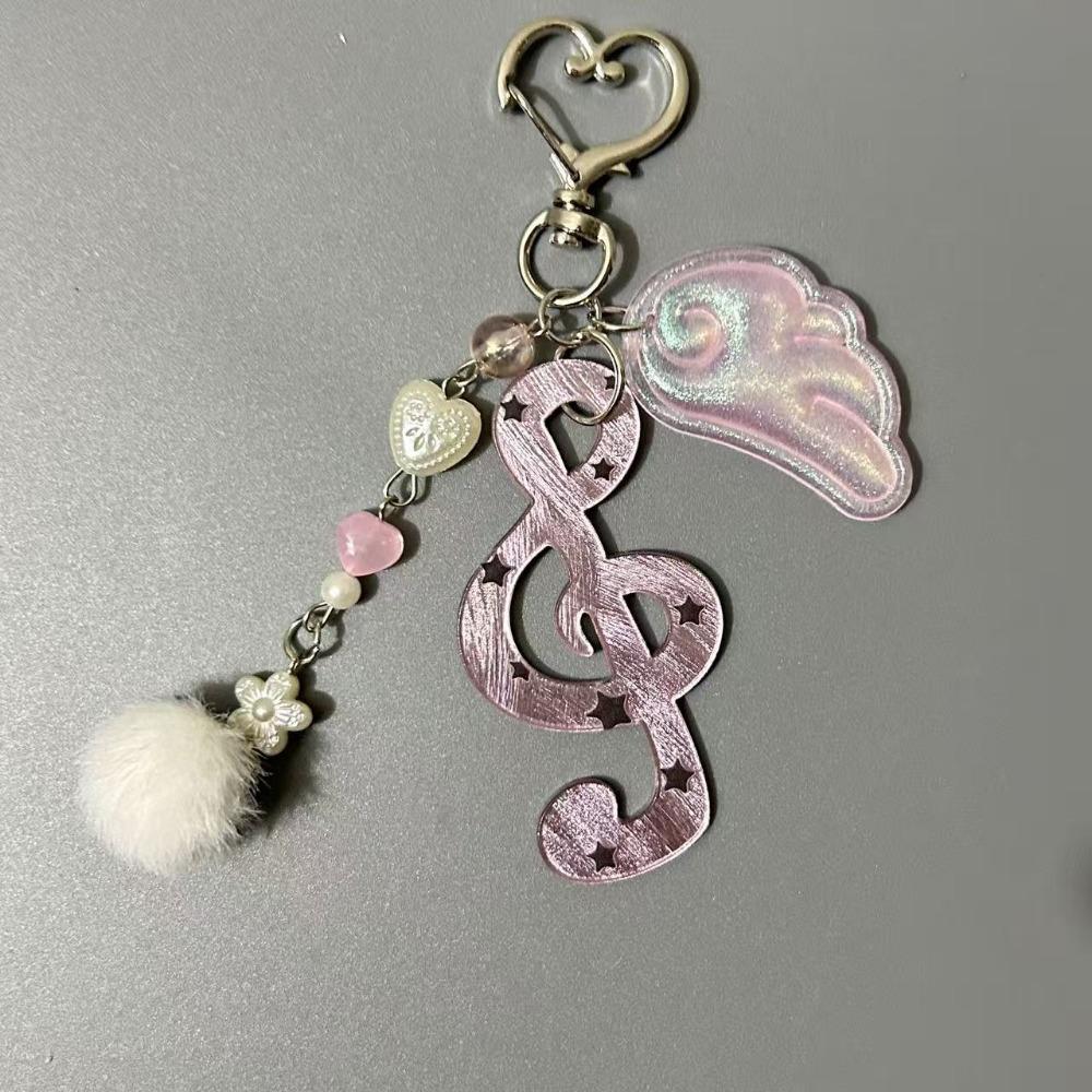 Acrylic Polka Dot Stripe Keychain Music Note Star Wings Cartoon Ita Bag Charm Creative Design Key Holder Keychain Organizer фиолетовый