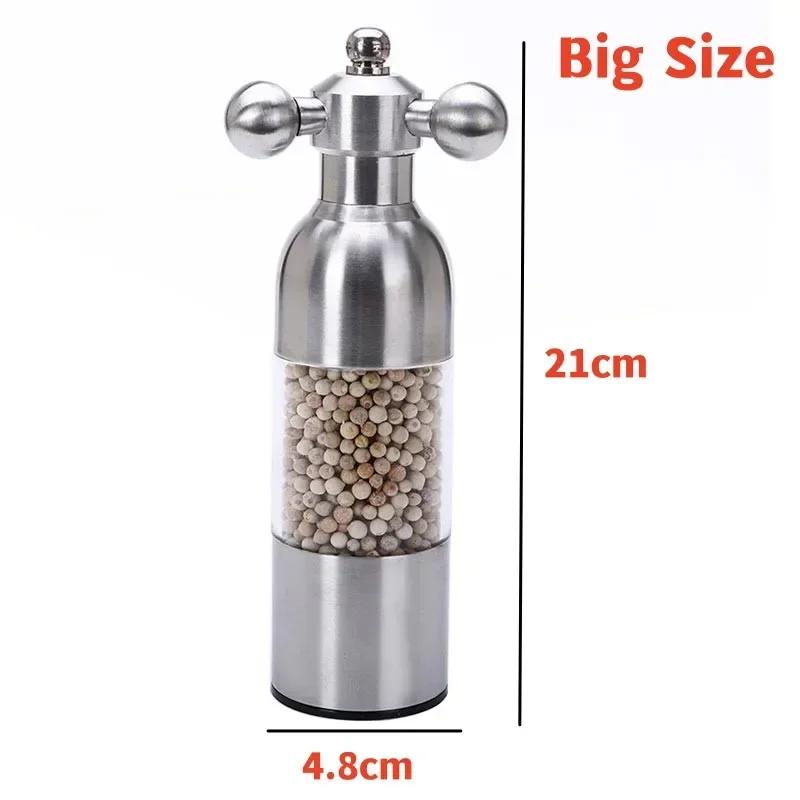 304 Stainless Steel Manual Pepper Grinder Faucet Shape Black Pepper Mill Seasoning Bottle Food Safe Ceramic Burr Salt Grinder