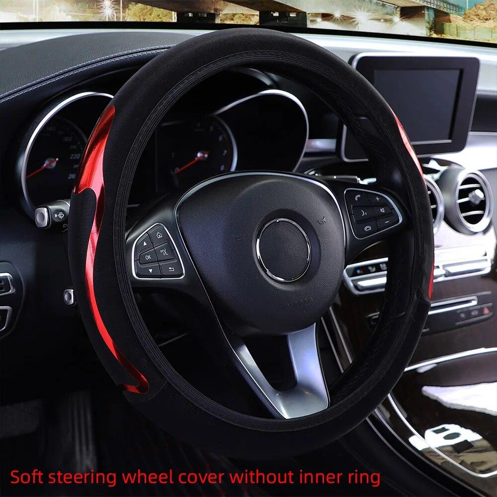 

Shiny Skin PU Leather Dynamic Car Accessories without Inner Ring Steering Wheel Cover Suitable for 14.5-15inch