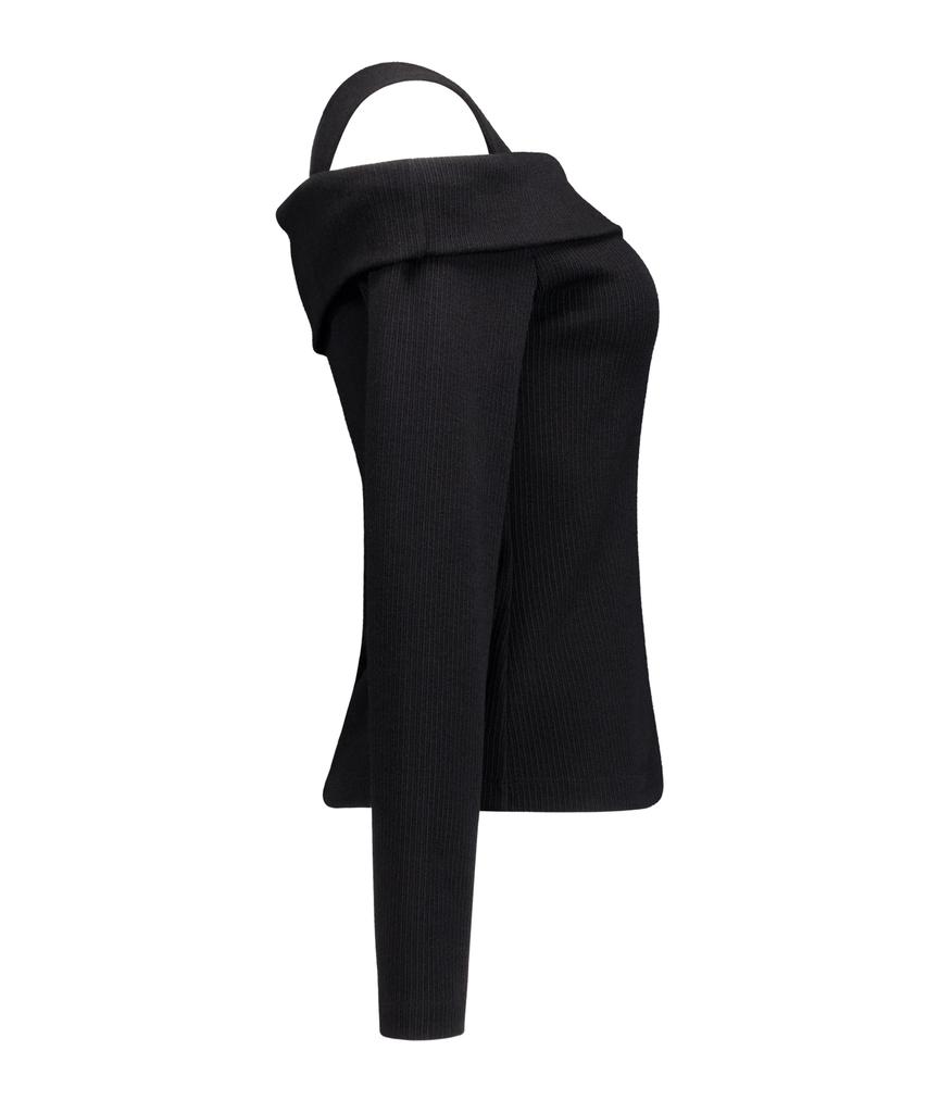 Myuleus Off-Shoulder Strap Knit [Black]