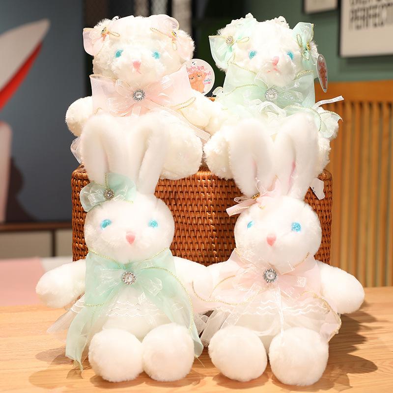 Cute Doll Scratcher Doll Sweet Rabbit Plush Toy Ribbon Bear Doll Wedding Sprinkle Doll