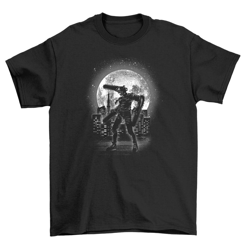 Moonlight Chainsaw T-shirt: Howling At the Moon with Manly Style! 100% Cotton, F