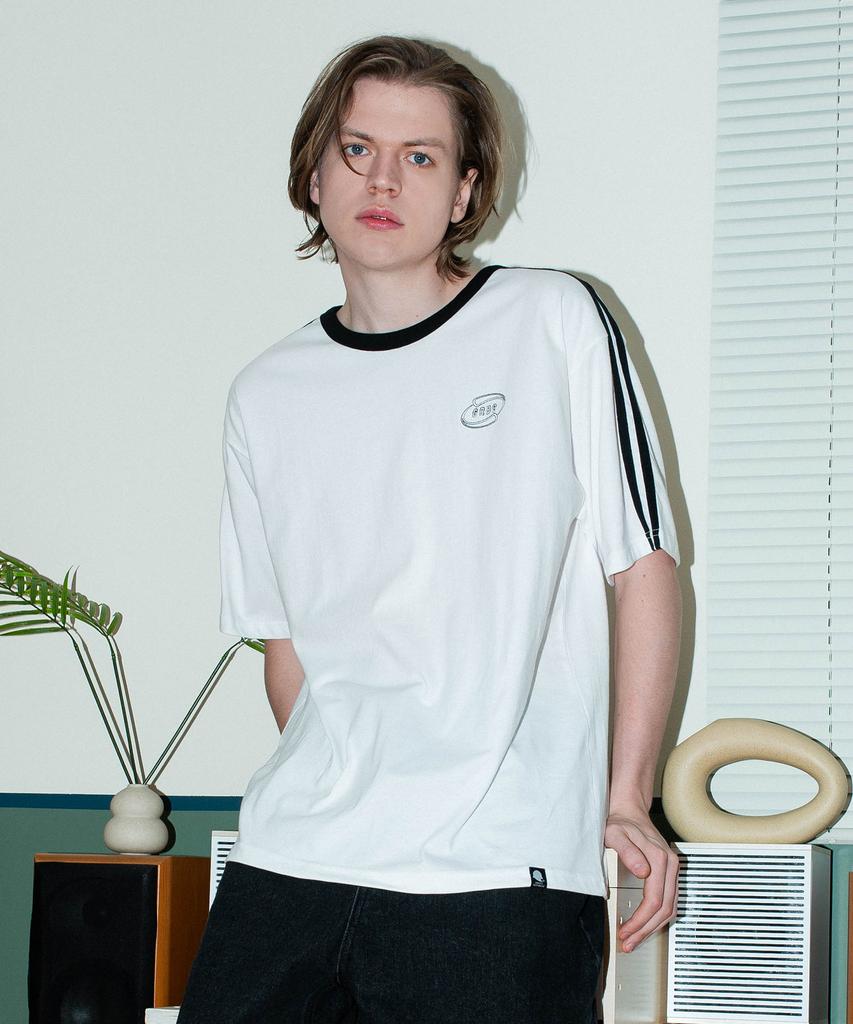 GHOST REPUBLIC Line Oversized Track Short Sleeve T-Shirt Gt-365_White