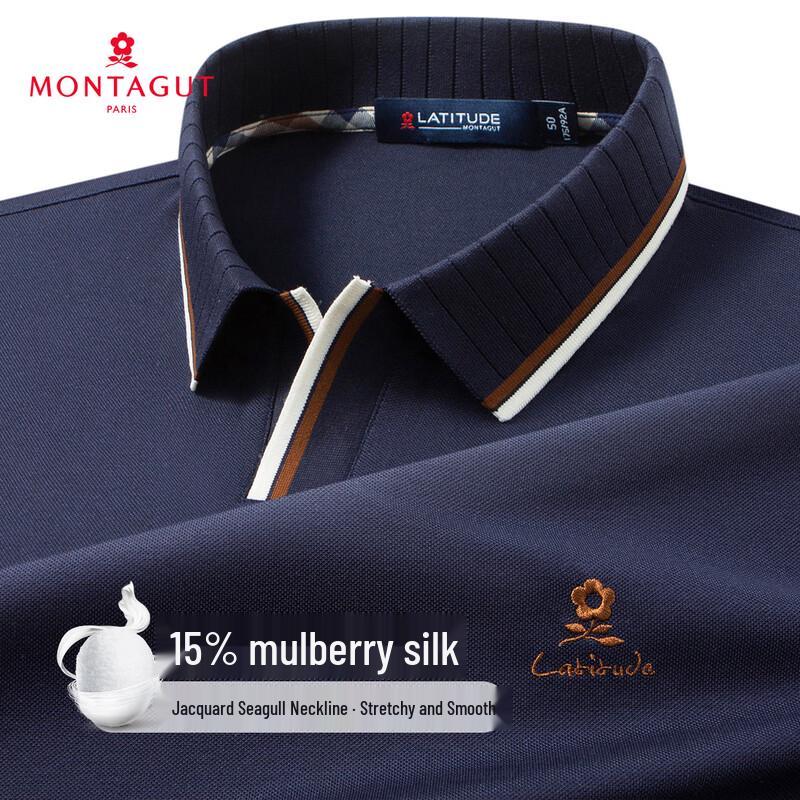 MONTAGUT Men s Silk Blend Jacquard Polo Shirt 52