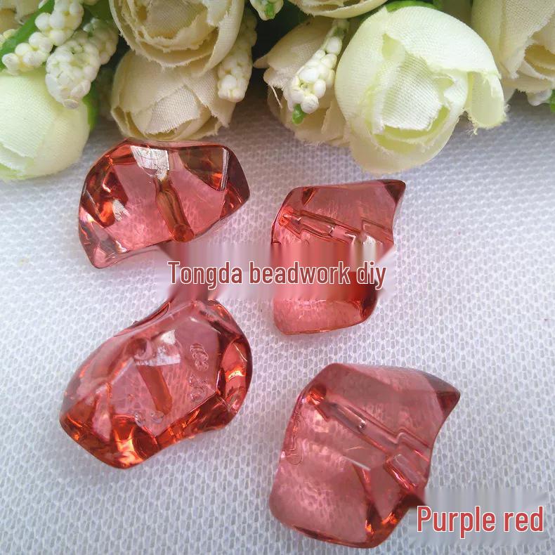 DIY Acrylic Irregular Beaded Earring Kit - Imitation Crystal Ice Cube Beads (19x28mm)