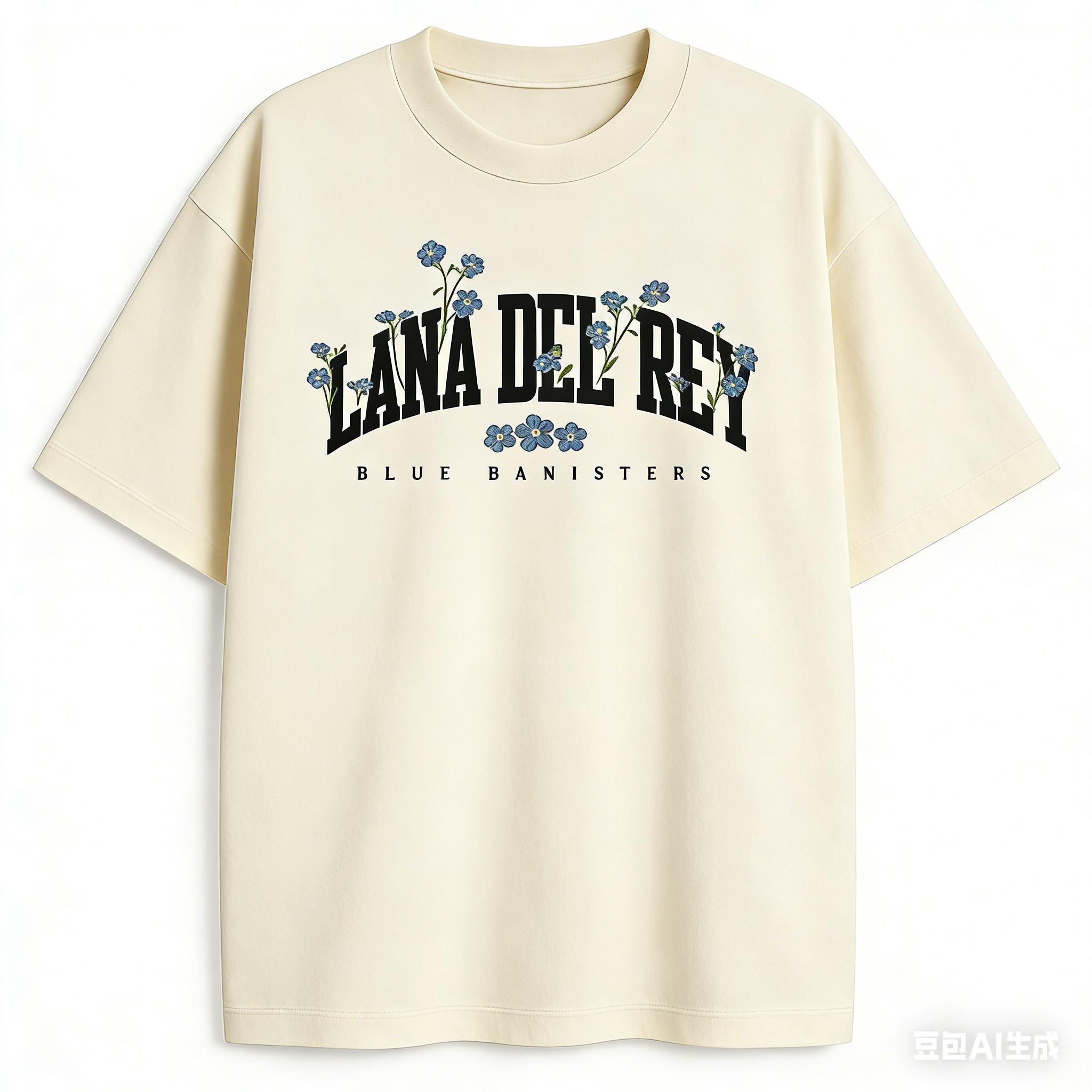

Lana Del Rey Blue Banisters Flowers Tshirt UNISEX and Women Summer Cotton Clothing Casual Fashion Round Neck Short Sleeved Tee 4XL