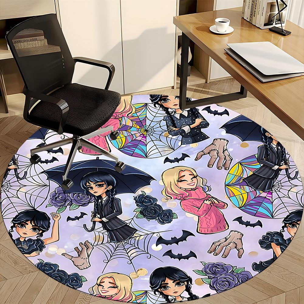 1PC Wednesday Office Round Area Rug, Indoor Mat Suitable For Office, Under Office Chairs Bedroom Living Room Home Decor DT1212019