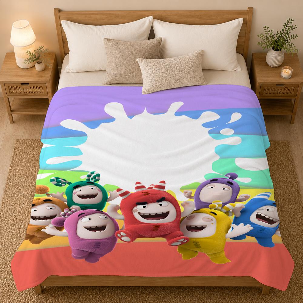 Oddbods Cartoon Decke 240g Flanell, geeignet für Sofas, Betten, Büros, exquisites Geschenk