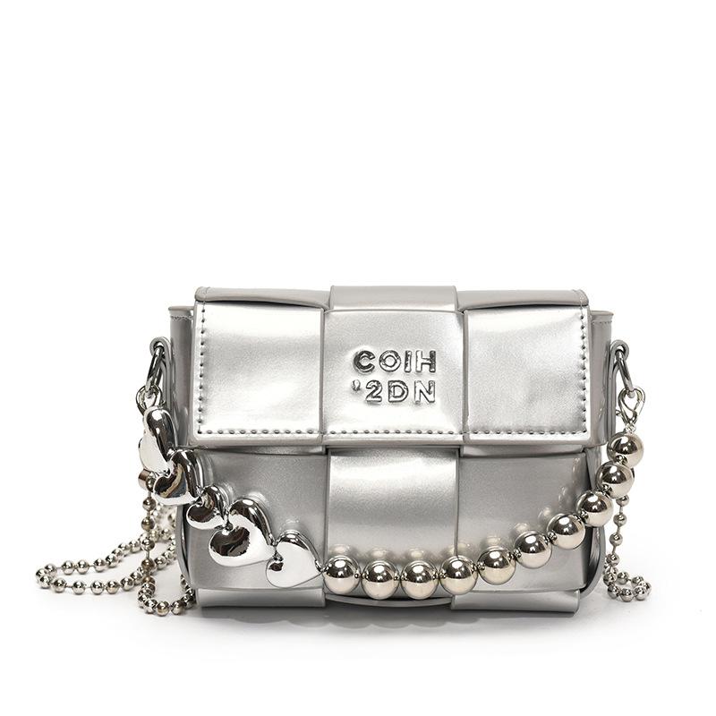 High-end Niche Bag Women's Spring and Summer 2025 New Fashion Shoulder Messenger Bag Korean Version Women's Woven Small Square Bag