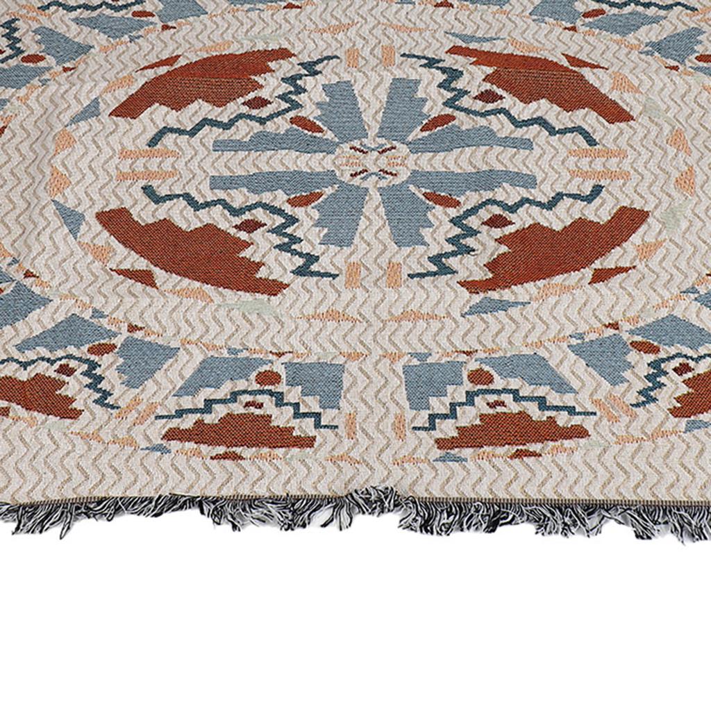 Vintage Sofa Towel Tablecloth Double Layer 2 Colors 4 Sided Tassels Rectangle Tassel Tablecloth for