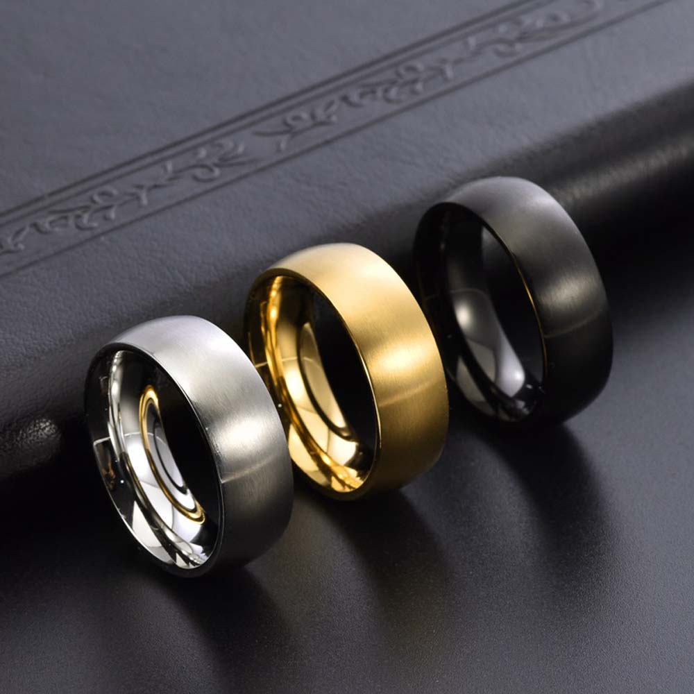 Men's Titanium Steel Ring 8mm Wide Brushed Finish Unisex Minimalist Jewelry Modern Design Gift for Him Stock Ready