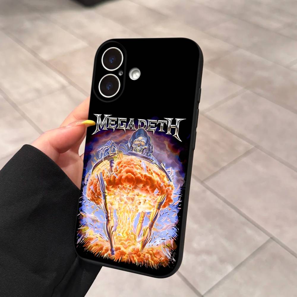 M-Megadeth Logo Black Soft Phone Case For IPhone 16 15 14 13 11 12 17 Pro Max Mini Plus