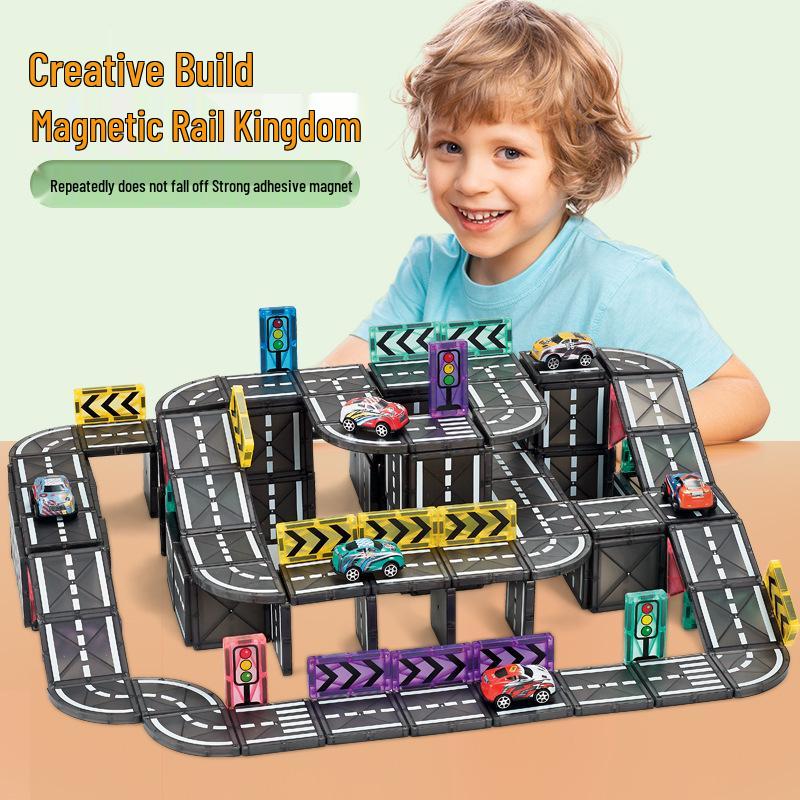 Magnetic Tiles: Stained Glass Puzzle & City Tracks for Kids 3+