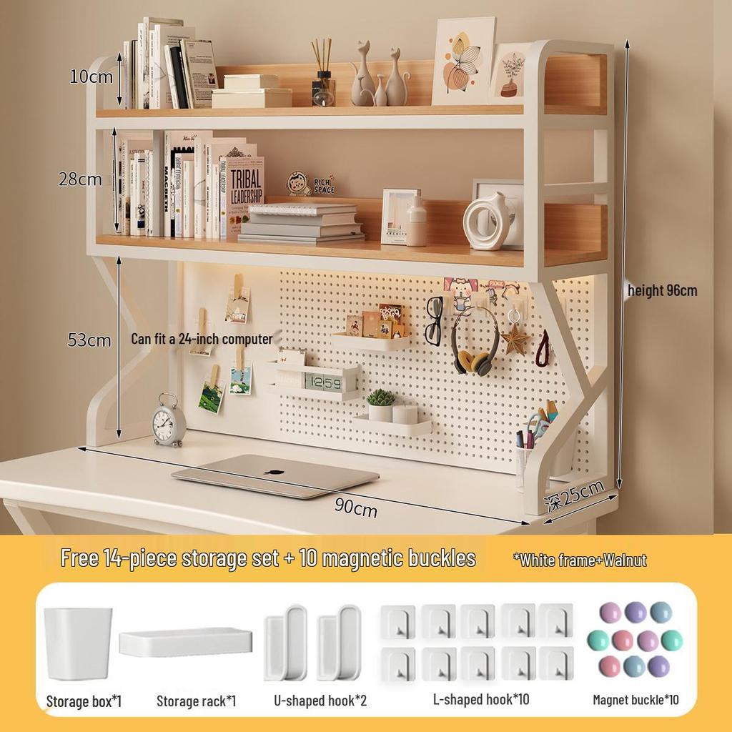 Multifunctional Student Desk Organizer: Multi-Layer Bookshelf & Pegboard