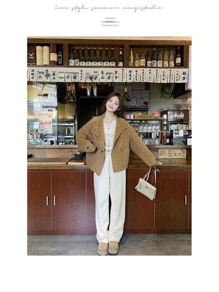 Trendy Woolen Coat: Thick, Warm, Loose-Fit for Autumn/Winter