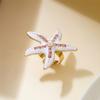 Bohemian Enamel Starfish Rings for Women Colorful Rhinestone Ocean Sea Star Pearl Finger Ring Summer Vacation Charm Jewelry Gift