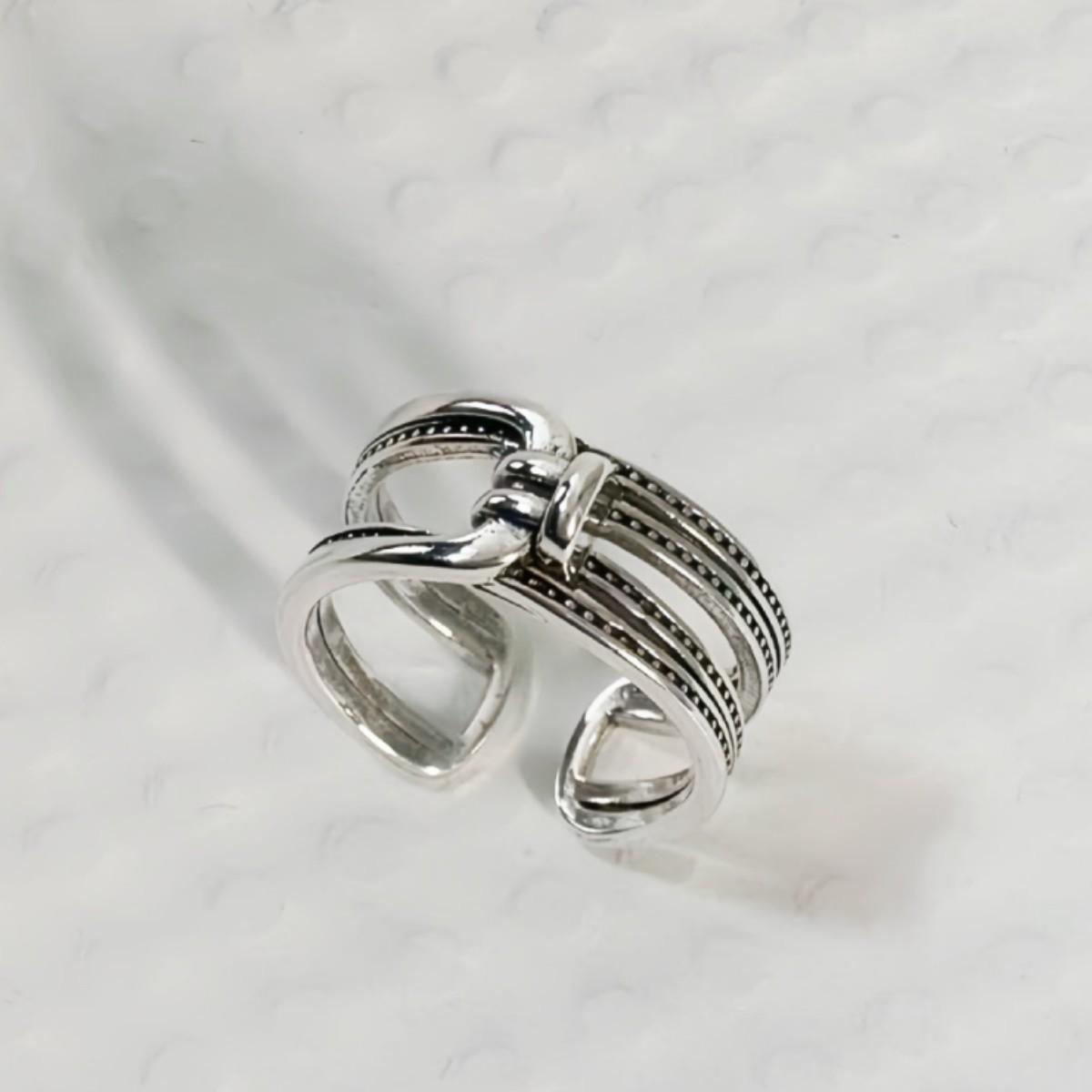 

Korean Retro Wide Band Finger Ring with Multi-layer Knotted Design античный серебряного
