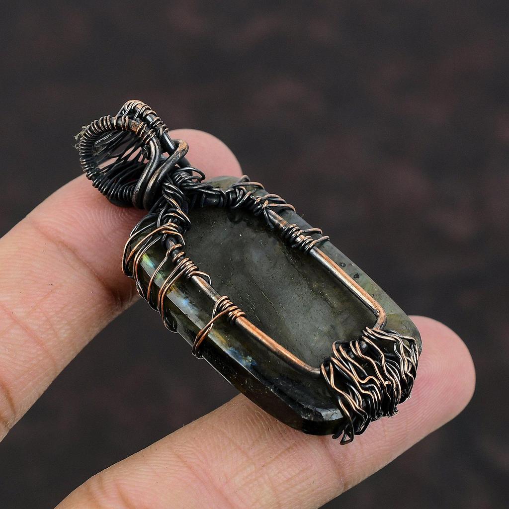 Tree Of Life Labradorite Pendant Copper Wire Wrapped Pendant Gemstone Jewelry Handmade Wrapped Pendant Copper Designer Jewelry Gift For Her