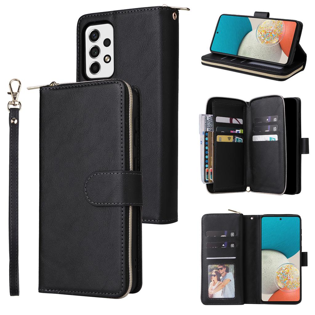 For Samsung Galaxy A53 5G Case Card Slots Zipper Wallet Leather Phone Cover