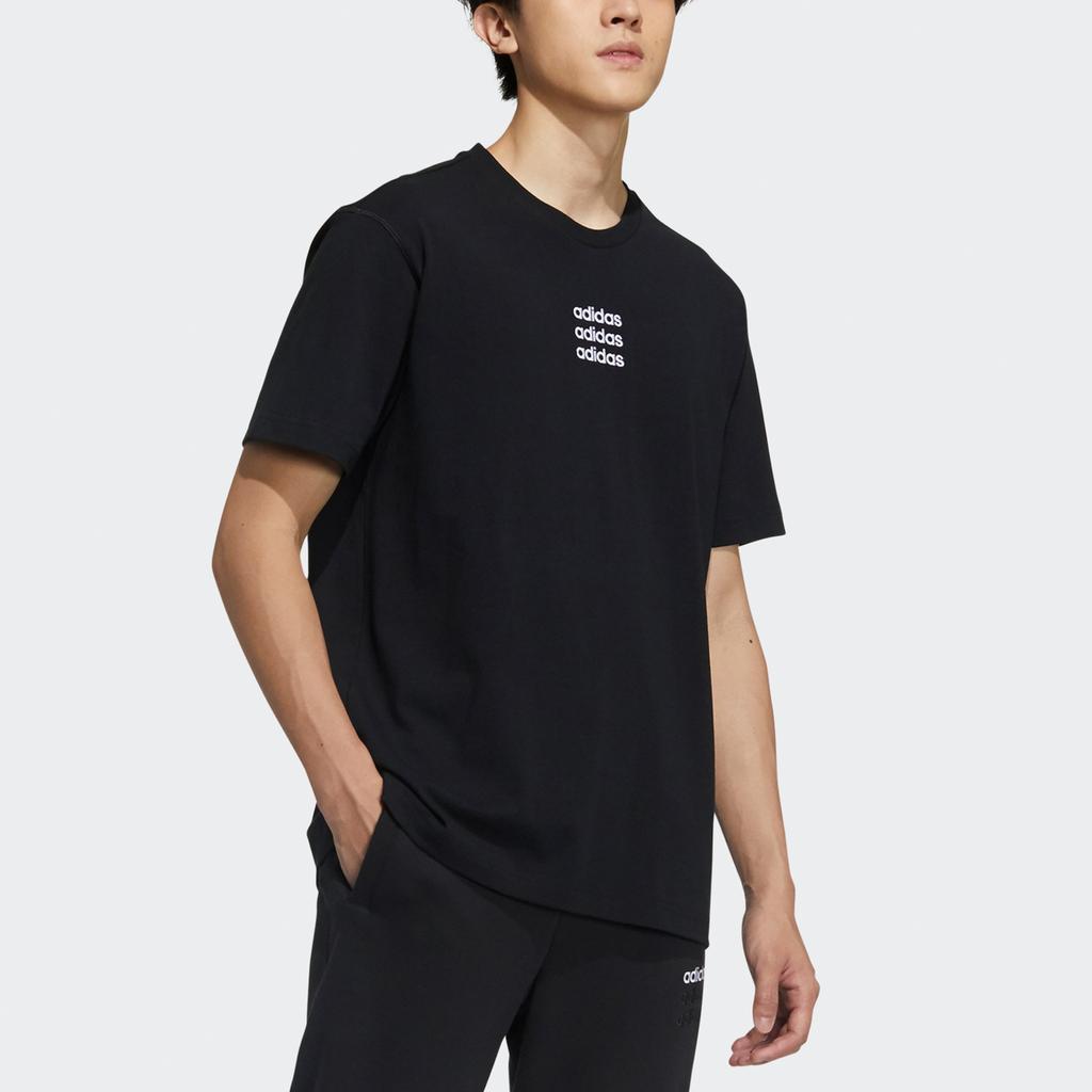 adidas neo M Ce C+ Tee Casual Sports Round Neck Short Sleeve Black Men's GP4891