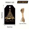 48pcs Christmas Gift Tags with Twine - Luxury Golden Christmas Tree Design, Black and Golden Premium Paper Wrapping Stickers