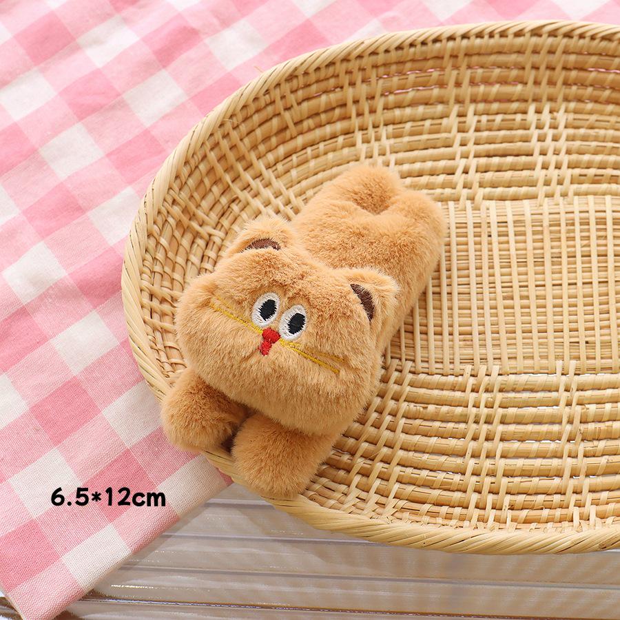 Cartoon Plush Cat Brooch - Funny Expression Kitten Accessories for Bags, Shoes & Hats