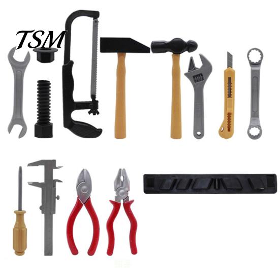 Simulation Repair Tool 14Pcs Safe Mini Size Plastic Toy Work Bench Engineering Tools for Home Hammer Random Style