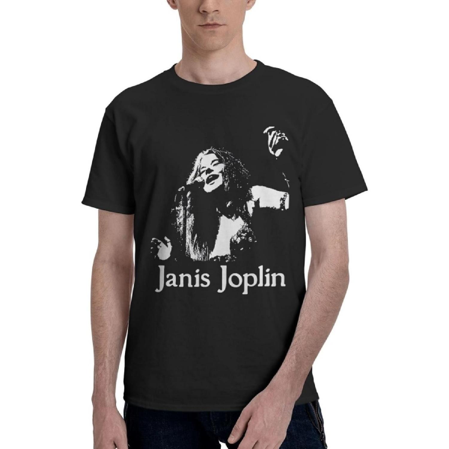 Dorsogna Mens T-Shirt Janis Joplin Cotton Tee Short Sleeve Graphic T-Shirt Undershirts S