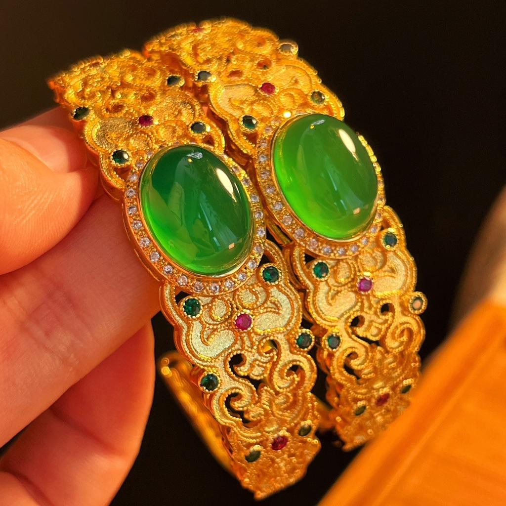 Full Green, Yang Green, Natural Agate Green Chalcedony Bracelet, Women'S Opening Is Slightly Inlaid, And The Real Shot Is Fidelity.