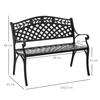 Panca a 2 Posti Panca da Giardino in Alluminio Panca in Metallo Panca con Braccioli Stile Casa di Campagna Nero 102,5 x 61 x 84 cm