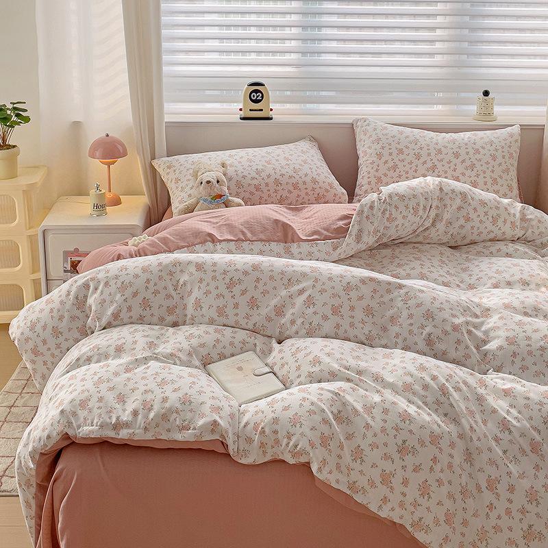 

Весенне-летний комплект из четырех предметов класса А для беременных и младенцев из стиранного хлопка для общежития, чисто хлопковое односпальное покрывало, шапка на кровать, постельное белье 1.8m bed hat 4pc quilt 2*2.3m